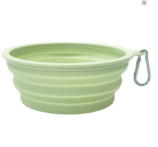 Pet Folding Silicone Bowl Outdoor Travel Portable Food Water Container Dogs Feed Supplies Bowl with Cat with Carabiner
