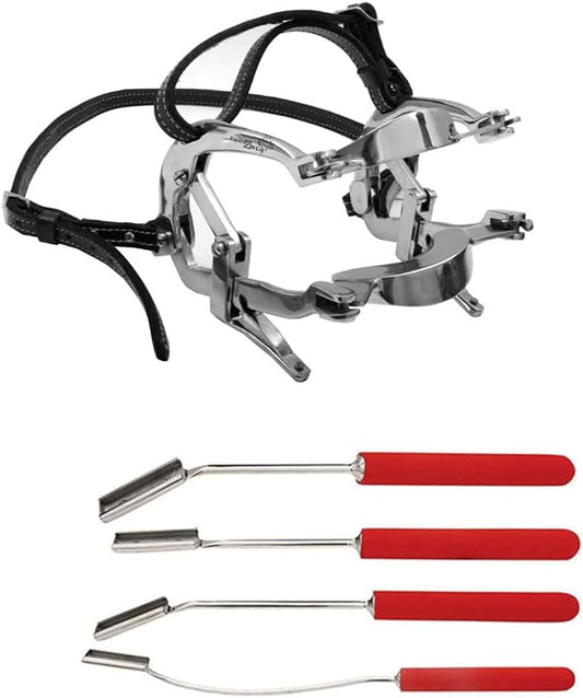 Equine Dental Speculum Millennium Horse Mouth Gag with 4-Piece Equine Float Set