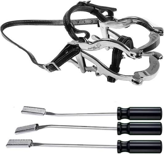 Equine Dental Kit 4000 Series–Horse Mouth Speculum + 3 Floats with Blades