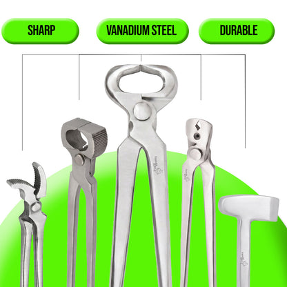 5-Piece Farrier Hoof Trimming & Shoeing Tool Kit
