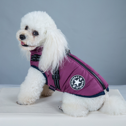 Pet Clothes Autumn Winter Flleece Dog Coats Harness Integrated Cotton Waterproof Dog Winter Coats