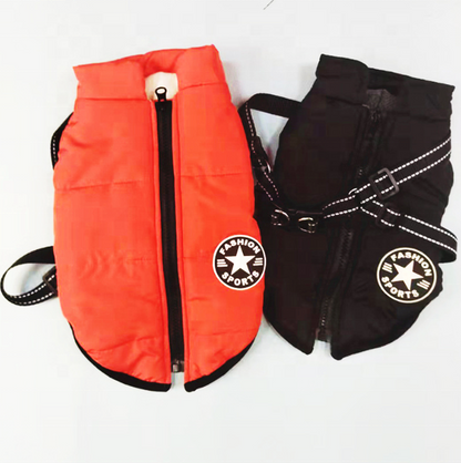 Pet Clothes Autumn Winter Flleece Dog Coats Harness Integrated Cotton Waterproof Dog Winter Coats