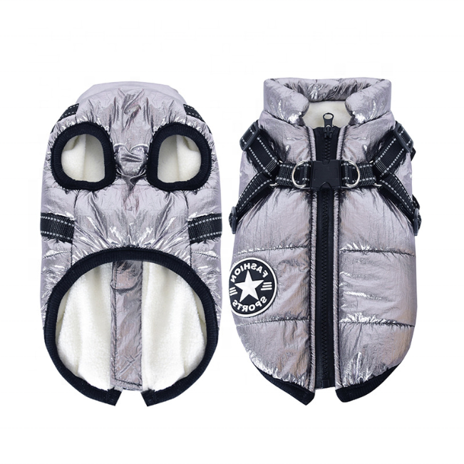 Pet Clothes Autumn Winter Flleece Dog Coats Harness Integrated Cotton Waterproof Dog Winter Coats