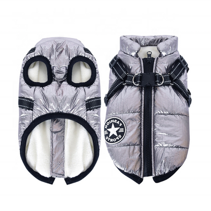 Pet Clothes Autumn Winter Flleece Dog Coats Harness Integrated Cotton Waterproof Dog Winter Coats