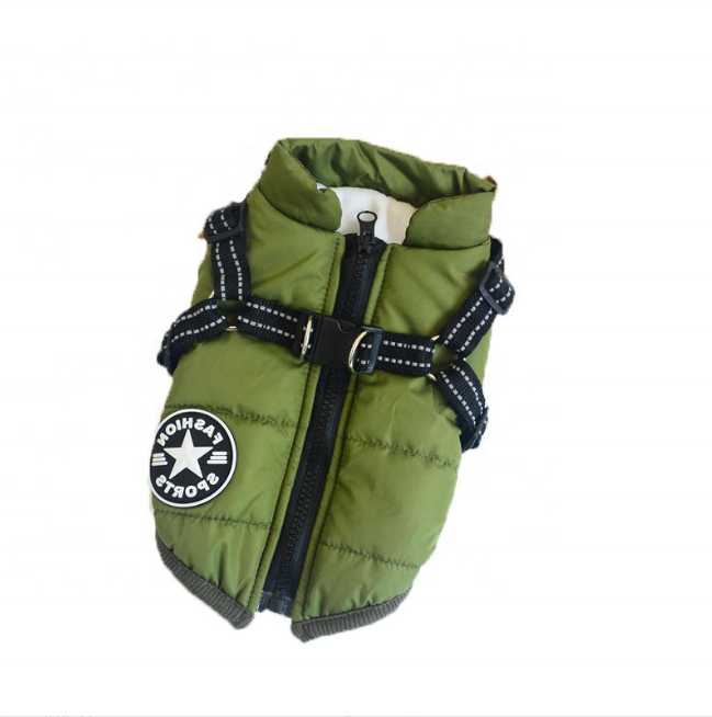 Pet Clothes Autumn Winter Flleece Dog Coats Harness Integrated Cotton Waterproof Dog Winter Coats