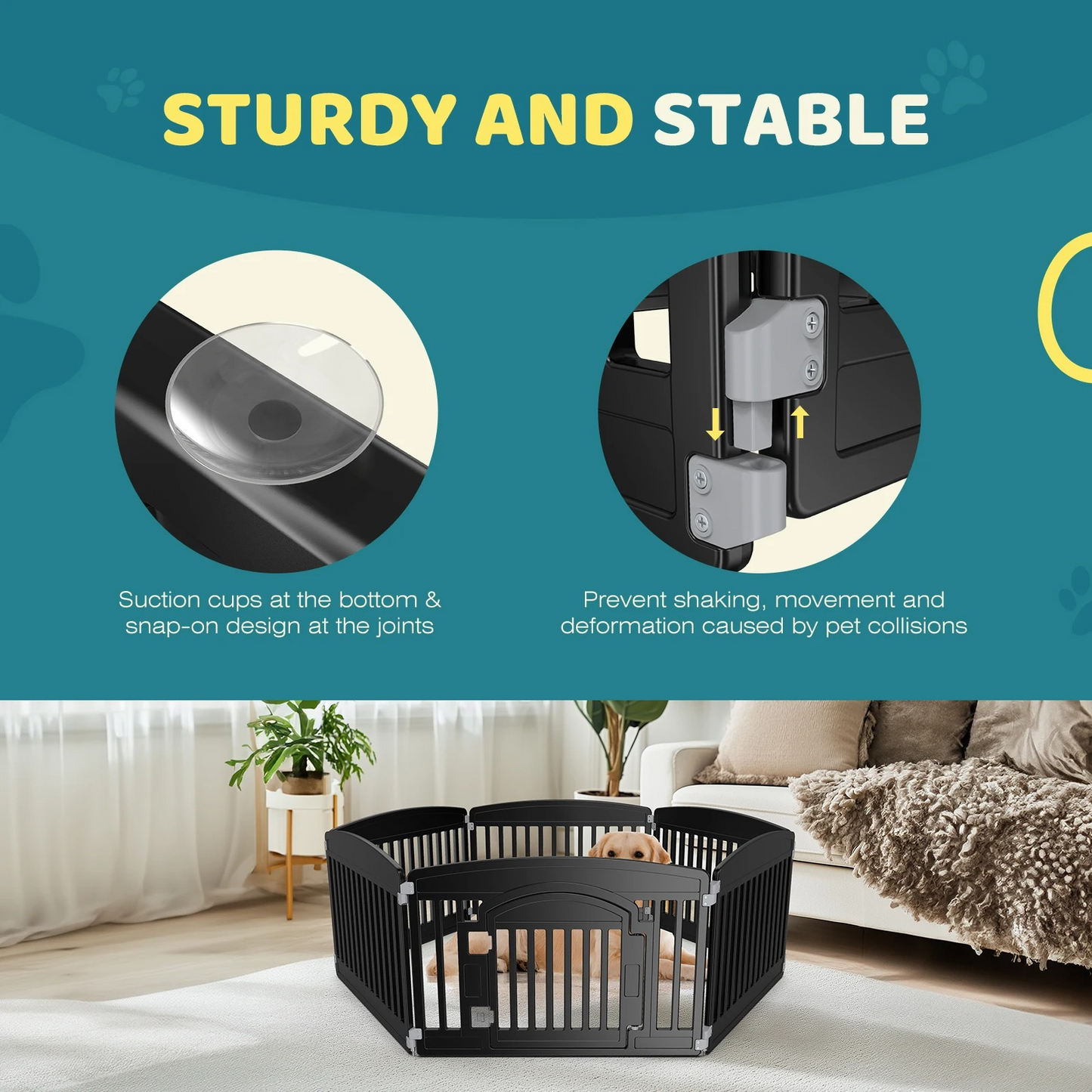 Plastic Dog Playpen 6 Panel 24IN Expandable Durable Pet Fence for Medium Dogs Indoor Outdoor Folding Portable Puppy Playpen