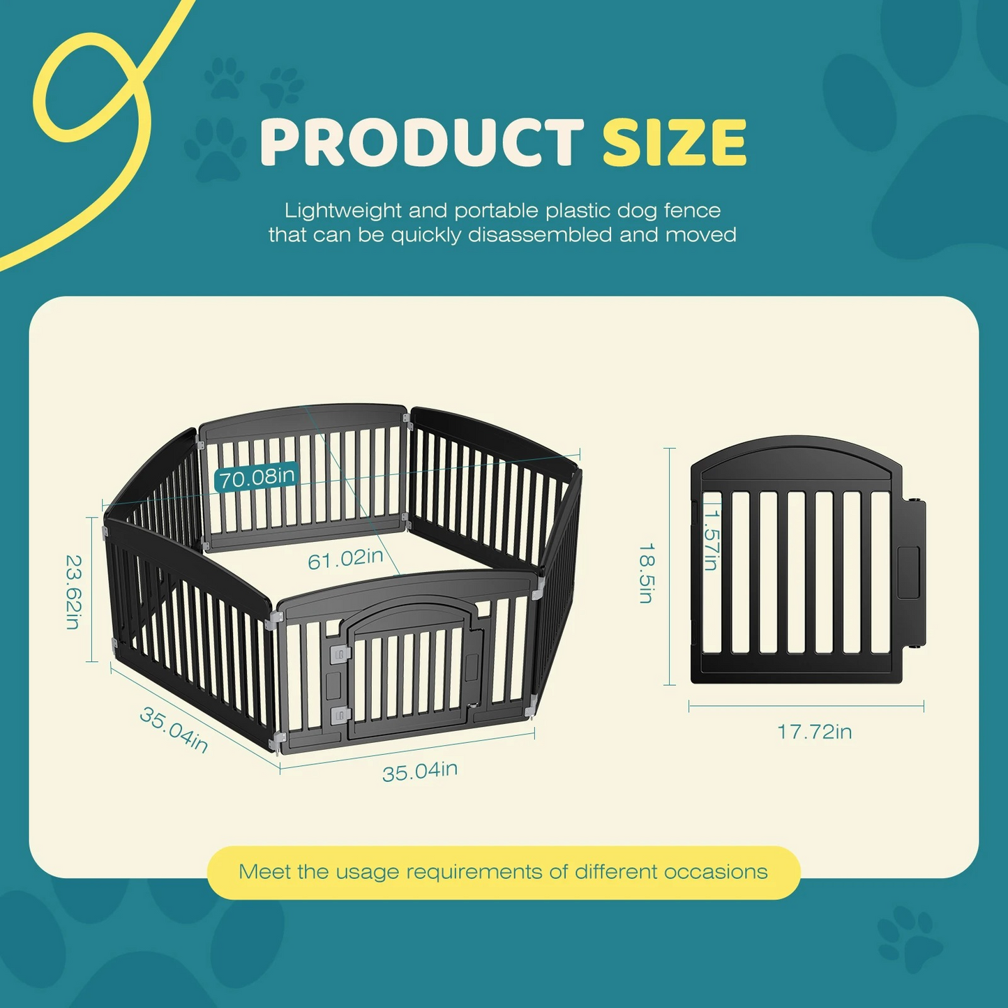 Plastic Dog Playpen 6 Panel 24IN Expandable Durable Pet Fence for Medium Dogs Indoor Outdoor Folding Portable Puppy Playpen