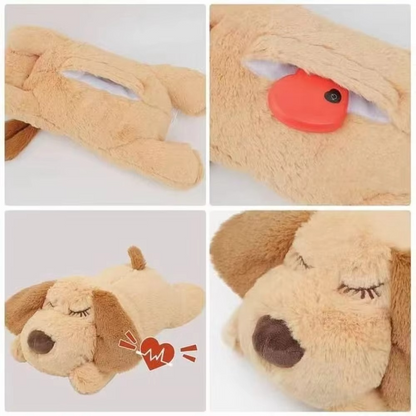 Sleep Aid Dog Heartbeat Toy Anxiety Relief Behavioral Training Lying Dog Fidget Toy Stuffed Animal Soft Puppy Plush Doll