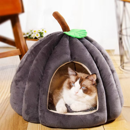 3D Pumpkin Pet House Semi-enclosed Removable Bottom Non-slip Soft PP Cotton Winter Suitable For Cat/Dog Warm Thickened Pet House