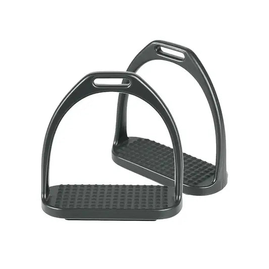 Black Coated Horse Saddle Stirrups – Heavy Duty Anti-Rust Metal Riding Stirrup Set for Equestrian Use