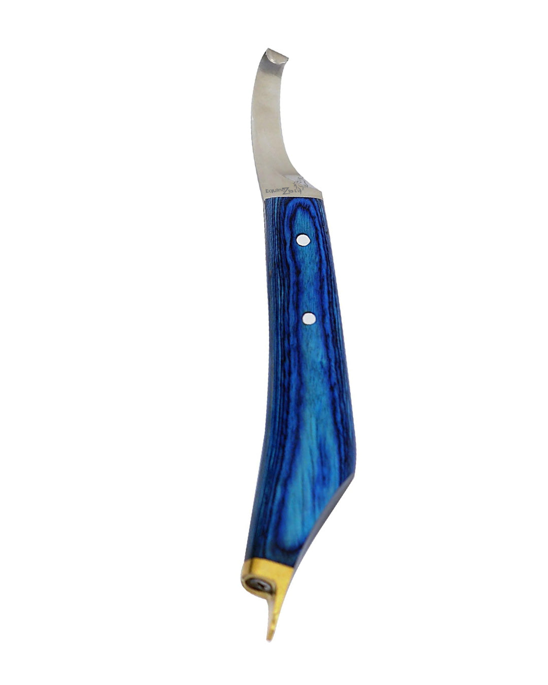 Blue Knife With Brass Horse Shoeing ZTopper