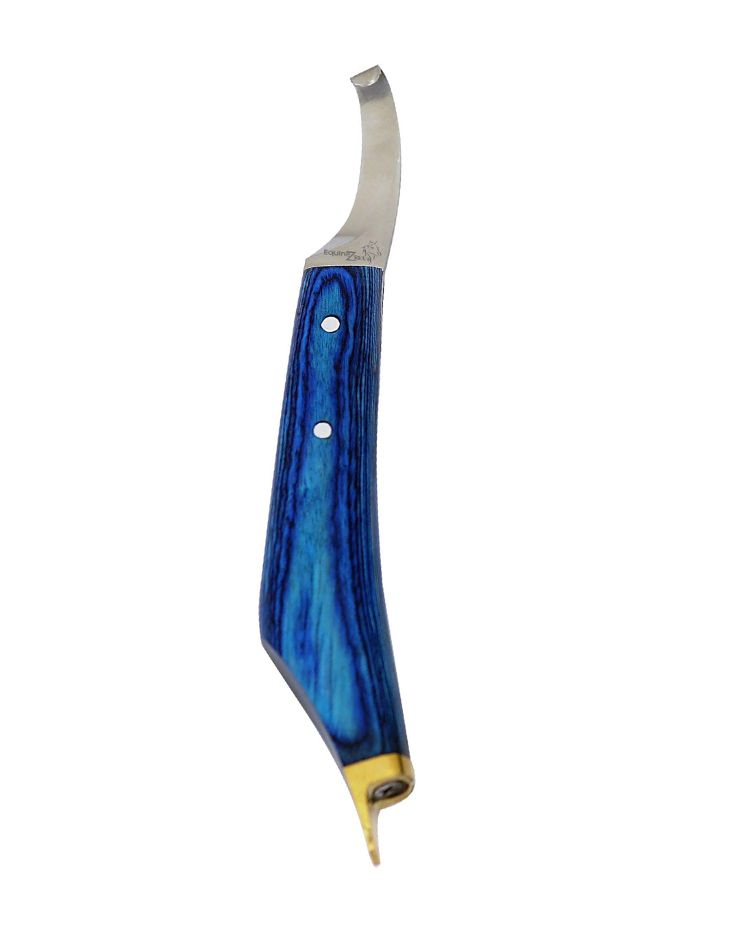 Blue Knife With Brass Horse Shoeing ZTopper