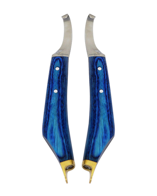 Blue Knife With Brass Horse Shoeing ZTopper