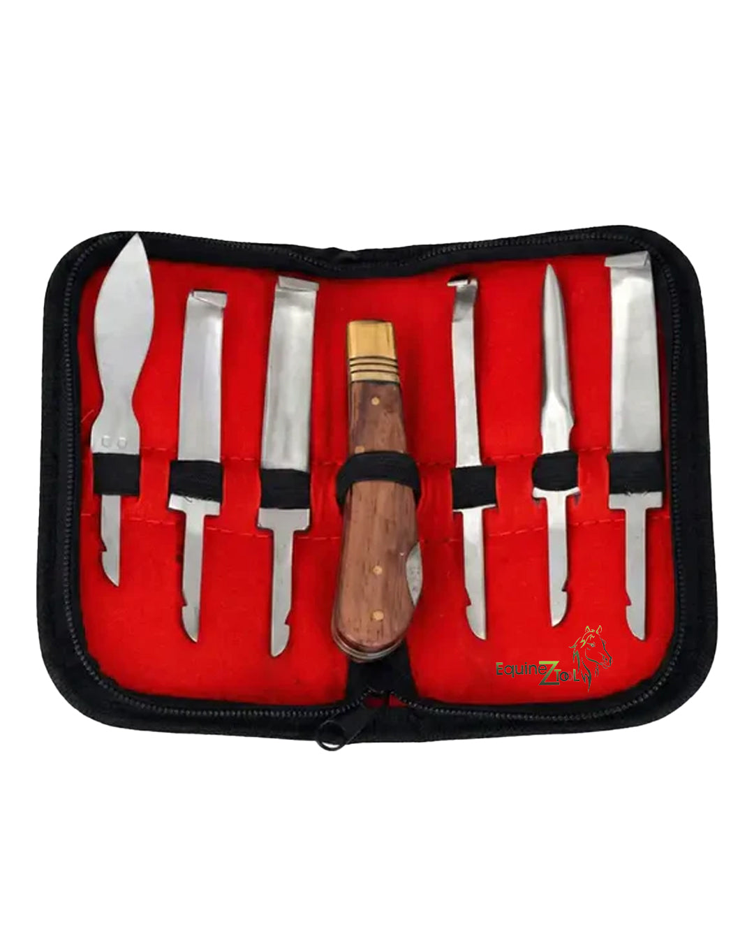 Farrier Hoof Knife Kit Set with Zip Up Wallet – Professional Equine Hoof Trimming Tool Set