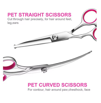 4pcs Premium Titanium Coated Dog Grooming Scissors with Safety Round Tips - Professional Grade Kit for Precise and Safe Trimming