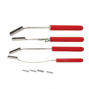 Set of 4 Equine Dental Float RASPS Down UP Straight with Red Foam Grip